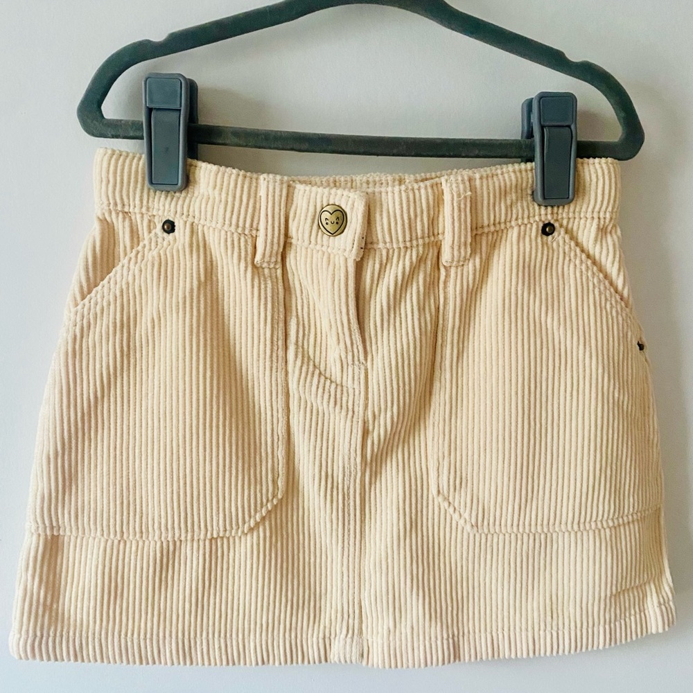 Cream Corduroy Mini Skirt 3-4T